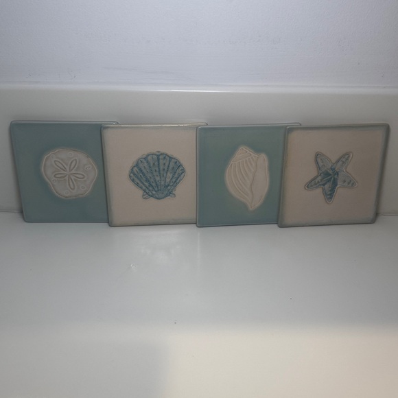 Seashells Starfish Themed Ceramic Coasters - Picture 2 of 5